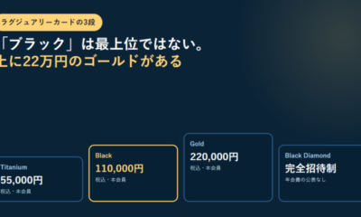 ブラックカードの一覧は公式には作れない|「Black Card」を名乗る1枚は最上位ではなく、上に22万円のゴールドがある