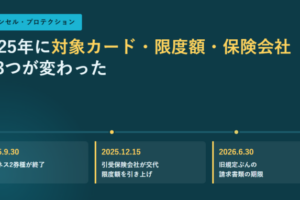 2025年9月30日のビジネス2券種終了、2025年12月15日の保険会社交代と限度額引き上げ、2026年6月30日の請求期限を時系列で並べた図
