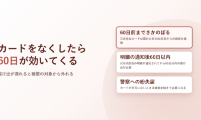 クレジットカードを紛失したら補償は60日|三井住友カードとJCBで「60日の起点」が違う