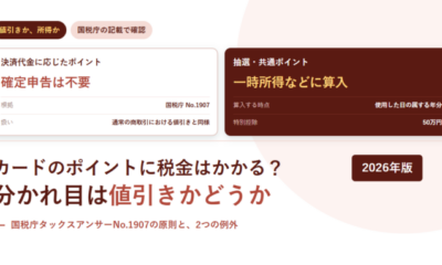 クレジットカードのポイントに税金はかかる?国税庁No.1907の原則と、抽選・共通ポイントの2つの例外