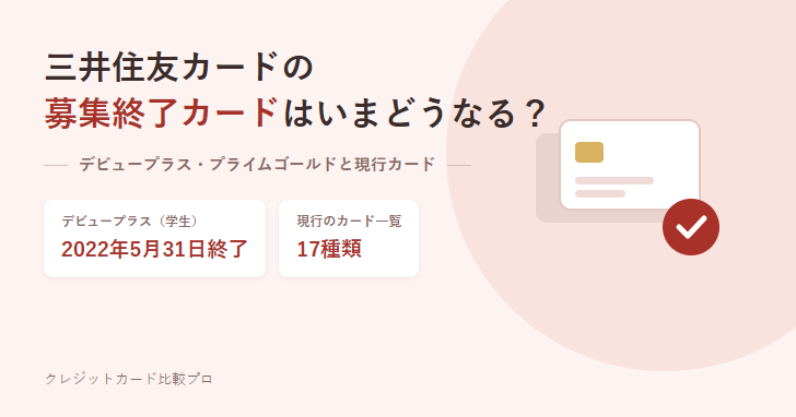 三井住友カードの募集終了カードと現行カードを扱う記事のアイキャッチ