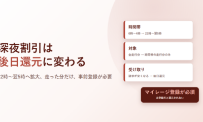 高速道路の深夜割引はどう変わる?22時〜翌5時へ拡大、走行分のみ、ETCマイレージへの後日還元に